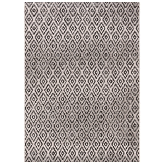 SAFAVIEH Courtyard Adair Geometric Indoor/Outdoor Area Rug, 4' x 5'7", Beige/Black