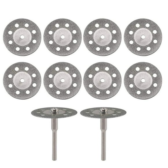 10pcs Diamond Cutting Wheels 22mm Diameter Cut Off Discs with 2pcs 3mm Mandrels Replacement for Dremel Rotary Tools