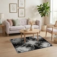 thumbnail image 3 of ODIKA Rugblack Fluid Gradient Drop Motif Radiating Fuzzy Smalltan Rugsgold for Playroom, Bedroom, Reading Nook, Pet Friendly & Kids Safe Play, 3 of 7