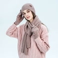 thumbnail image 2 of TBWNWG Couples Winter Warm Scarf Hat and Gloves Three Piece Set - Solid Color Ribbed Knitted Woolen Accessory,Sizes One Size, 2 of 5