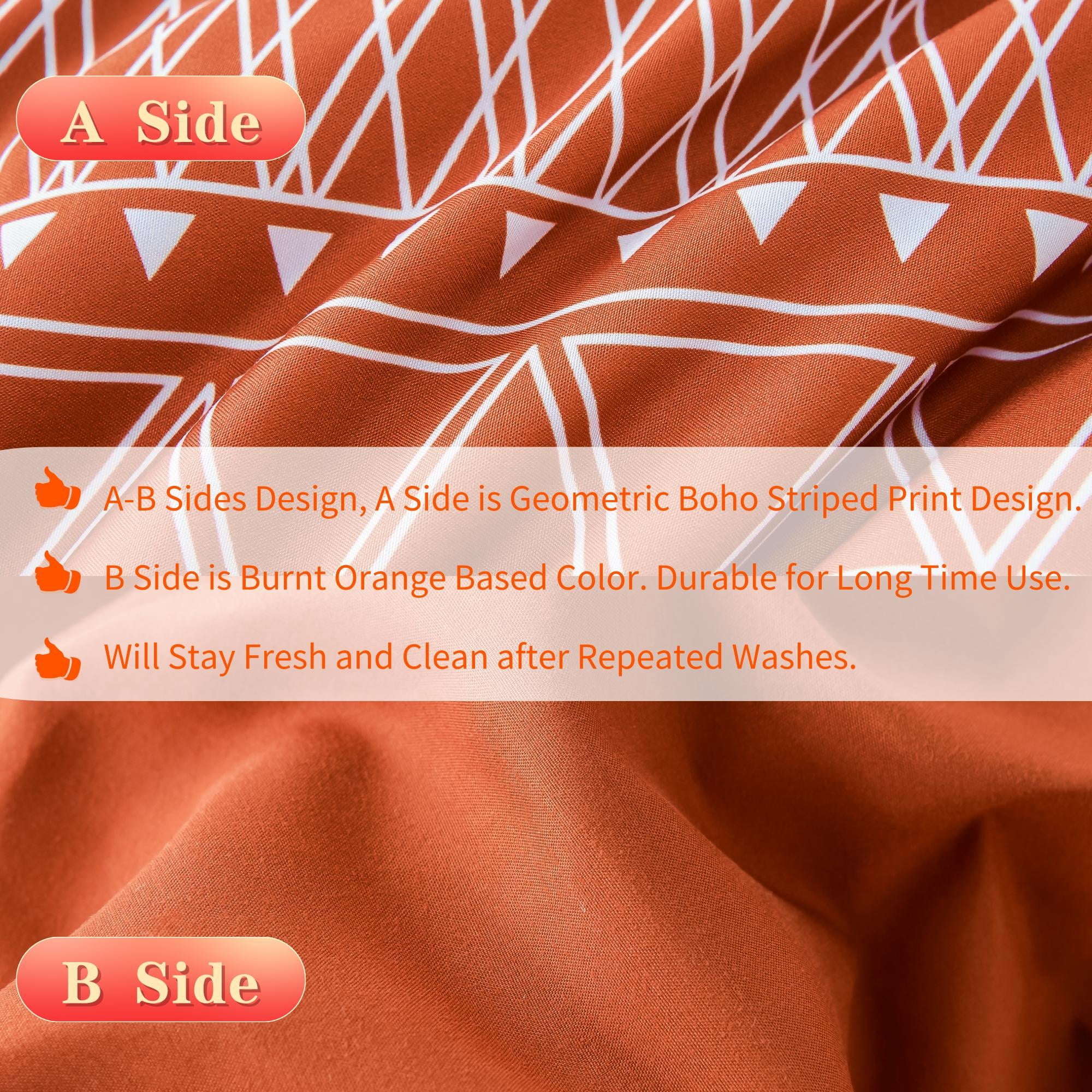 RYNGHIPY Burnt Orange Comforter Set Queen Size, Pumpkin Rust Boho Bed in a Bag Lightweight Microfiber, Terracotta Geometric Comforter Women Men Bedding (Burnt Orange,Queen Size)