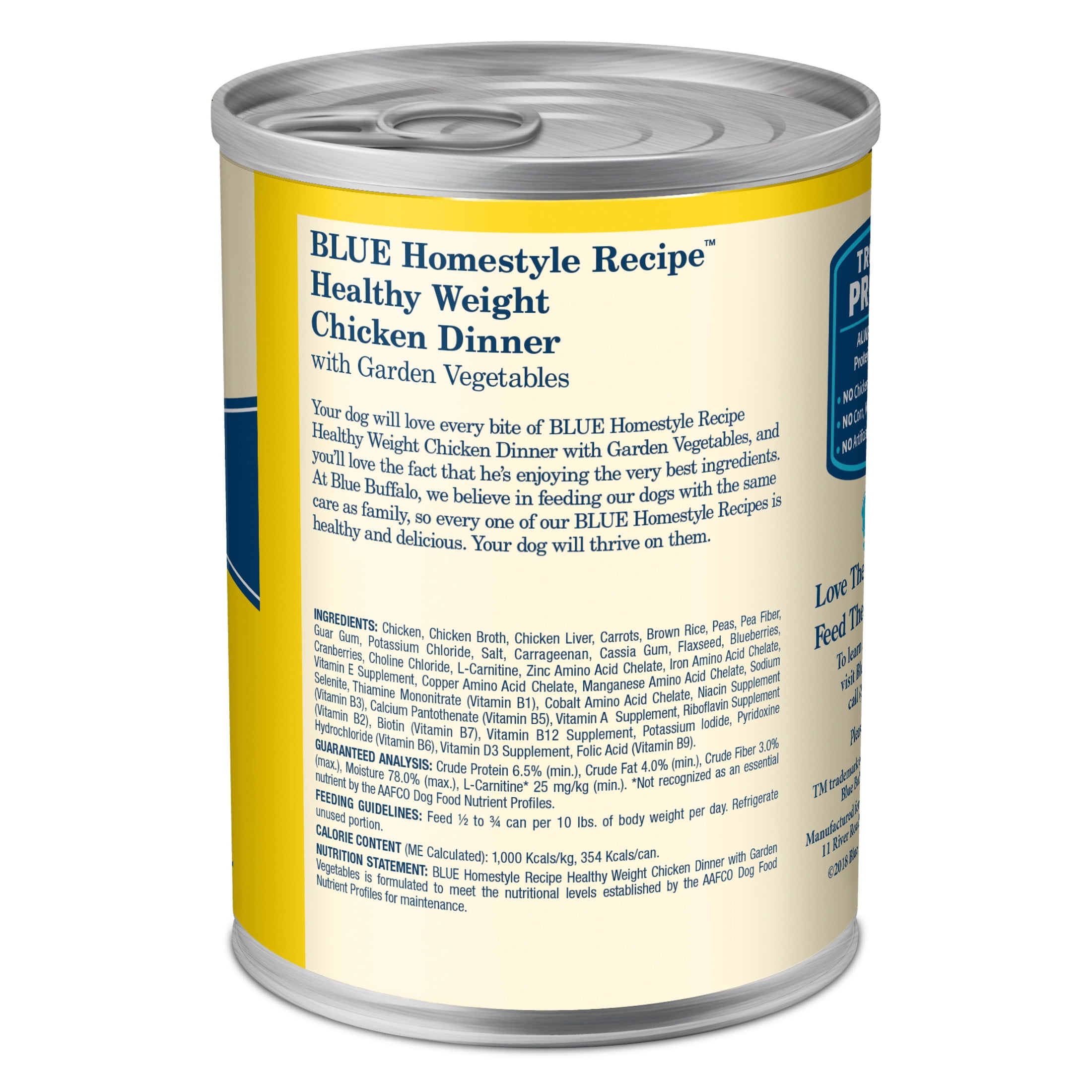 Blue Buffalo Homestyle Recipe Healthy Weight Adult Wet Dog Food, Beef Dinner, 12.5-oz. Can (Pack of 12)