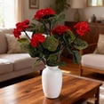 thumbnail image 2 of Artificial Geranium Flowers for Outdoors, 1 Pc Geranium Silk Flower Outdoor UV Resistant Garden Plants Faux Flowers for Christmas Home Kitchen Table Centerpieces Decor, 13.7 Inch, Red, 2 of 4