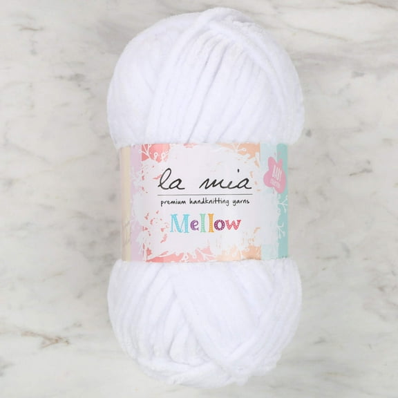 La Mia Mellow Chenille Yarn, White - 901