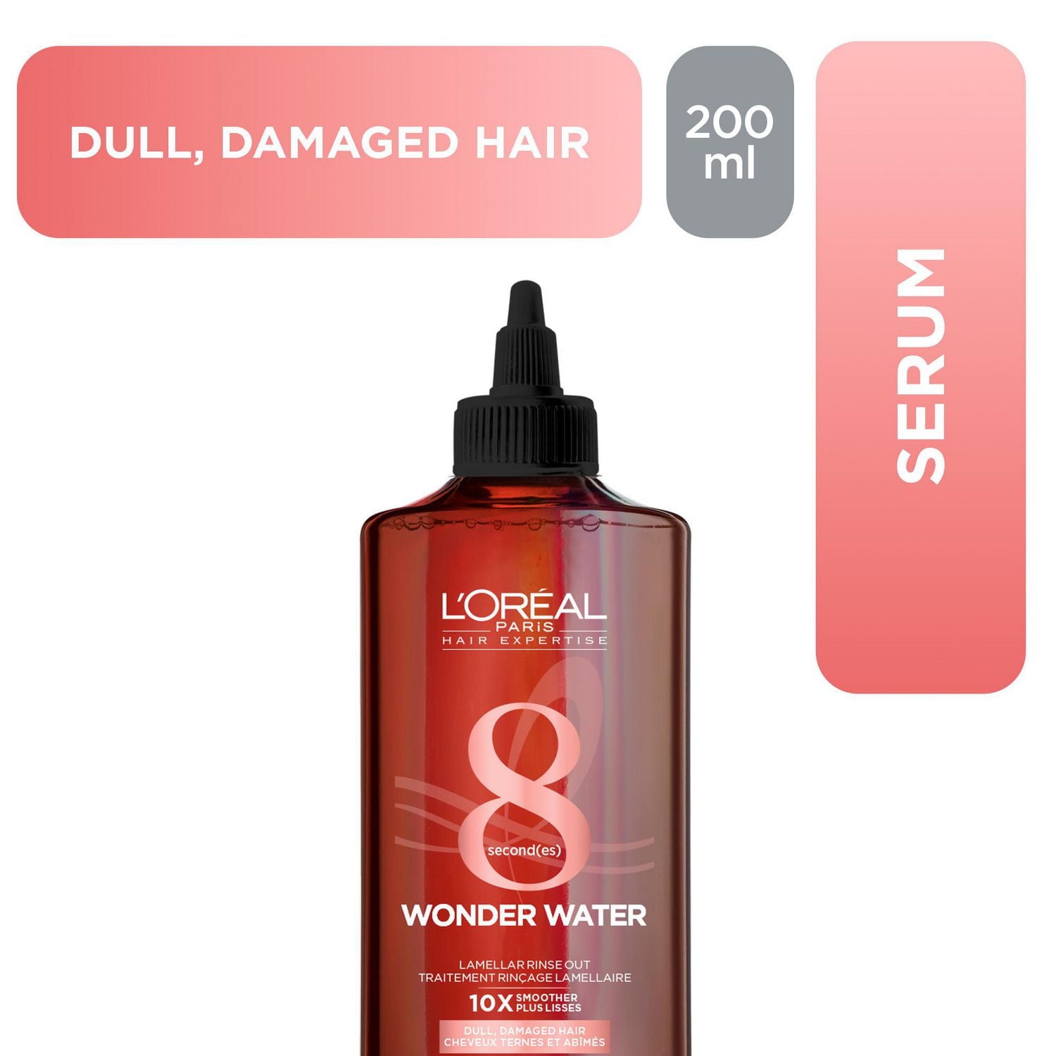 L'Oréal Paris Wonder Water Traitement Lamellaire Rinçage 200ml Lisse et fait briller