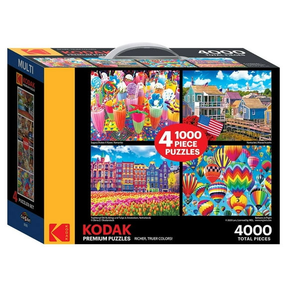 Kodak 1000 Piece Adult Jigsaw Puzzle 4 Pack, 4000 Total Pieces