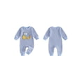 thumbnail image 2 of Loicainy Infant Baby Boy Fall Stripe Romper 3 6 12 18 Months Tractor Embroidery Waffled Long Sleeve Bodysuit, 2 of 9