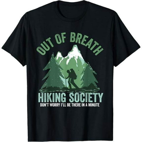 Out of Breath Hiking Society Funny Mountain Hiker Trekking T-Shirt