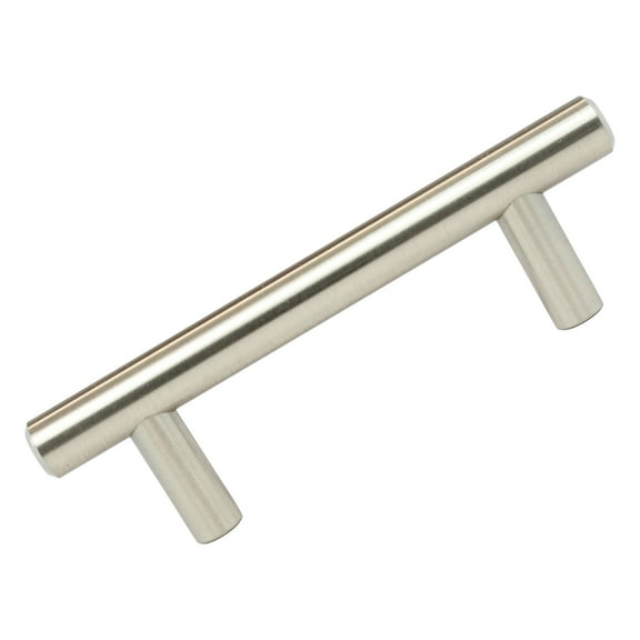 5 Pack Rok Hardware Euro Style  3" (76 mm) Hole Centers, 4-9/16" Overall Length Solid Metal Pull/Handle, Brushed Nickel