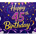 thumbnail image 4 of Glamorous Purple Themed 45th Birthday Banner with Balloons Stars and Gifts Party Backdrop Decor for Birthday Party Celebrations Photography Props Decorations, 4 of 7