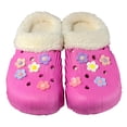thumbnail image 2 of Rokment Flower Fuzzy Clogs for Women Winter Fashion Fleece Lined Warm Lightweight Slip on Garden Shoes Indoor Outdoor Mules Slippers Hot Pink Size 8, 2 of 6