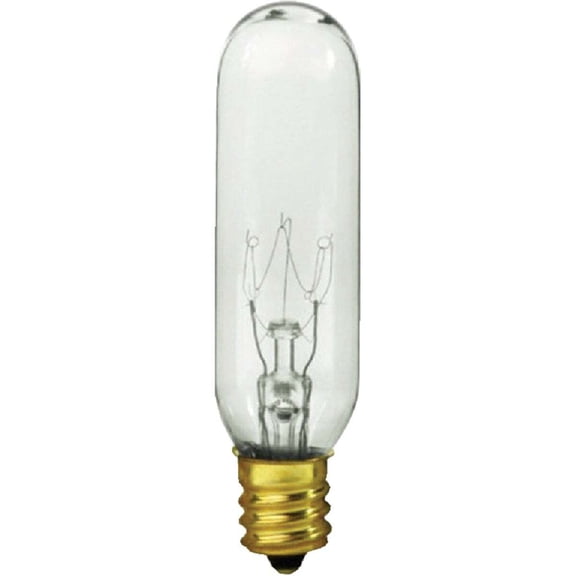 Satco S4727 - 15 watt T6 Incandescent; Clear; 2000 average rated hours; 90 lumens; Candelabra base; 145 volts