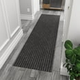 thumbnail image 2 of Ottomanson Non-Slip Hallway Runner Rug 2' x 9' Indoor/Outdoor Custom Size Utility Carpet for Garage, Black Ribbed, 2 of 9