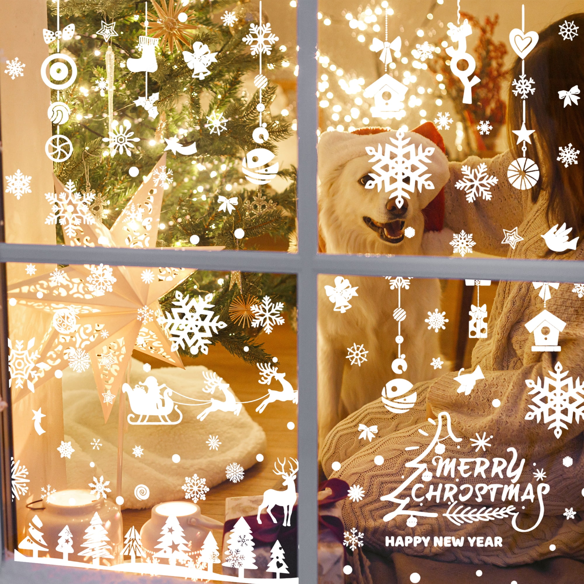 Unique Bargains Window Clings Party Supplies for Holiday White Pendant Christmas Tree