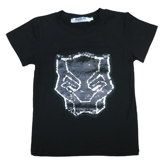 Wenchoice Black Flip Sequins Black Panther T Shirt Boy'S Xs(0-12M)