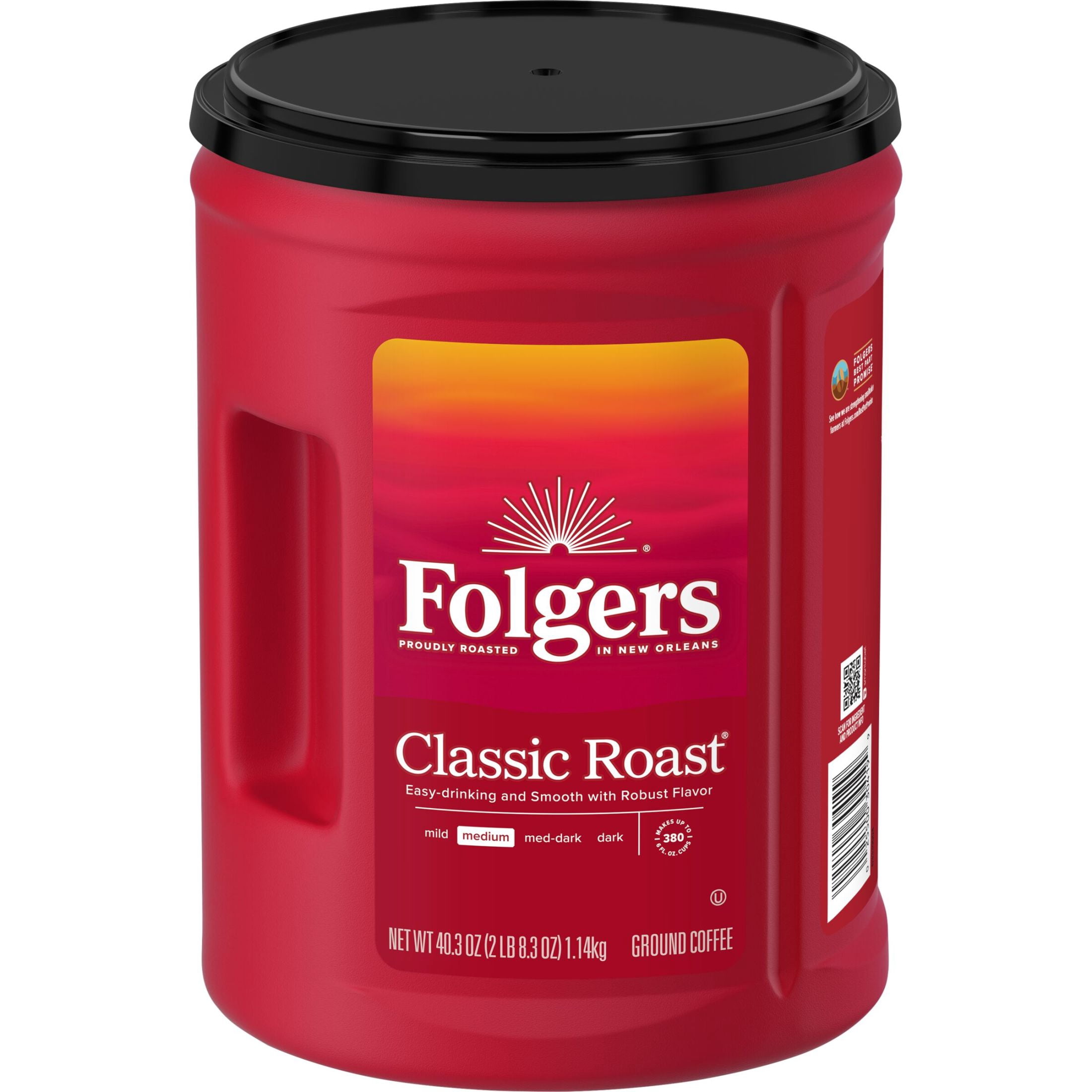 (4 pack) Folgers Classic Roast Ground Coffee, Medium Roast, 40.3 oz Canister