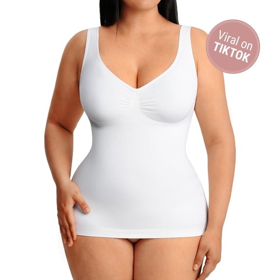 FeelinGirl Women's Bust Support Waist and Abdomen Control Shapewear Tank with Wide Straps, Sizes S-3XL