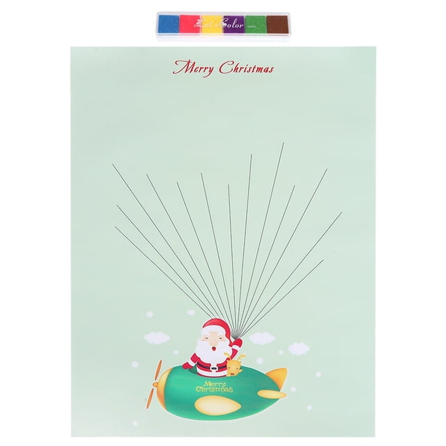 Pintura de huellas dactilares DIY para árbol de Navidad, decoración del hogar, Papá Noel de dibujos animados