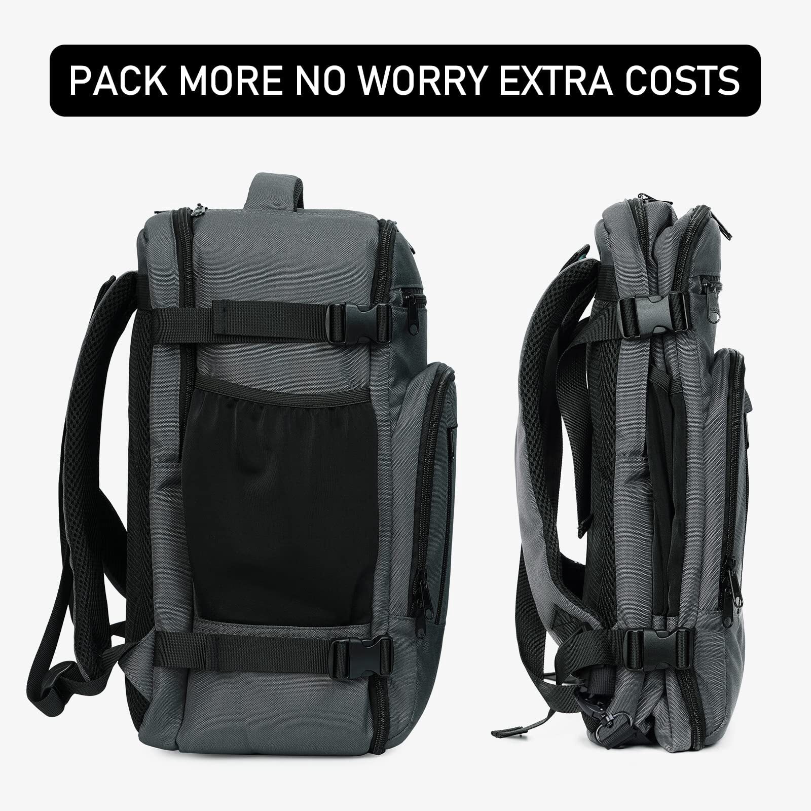 16" Travel Laptop Backpack with Handle Airline Approved Full Open Carry on Business Daypack for Women Men Travel Essentials Casual Hiking, 20L, Grey