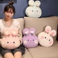 thumbnail image 5 of Rabbit Bear Head Pillow Plushie PP Cotton Filling Lovely Animal Doll Hand Warmer Decor Fluffy Office Nap Pillow Car Living Room Sofa Cushion Kids Girls Gift, 5 of 8