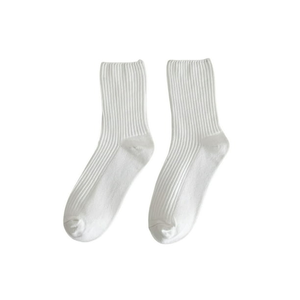 Women's Middle Tube Socks Above Ankle Crew Socks Solid Color Ribbed