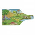 thumbnail image 1 of Cartoon Cutting Board, Style Animals in Prehistoric Scene Meadow Trees and Flowers, Decorative Tempered Glass Cutting and Serving Board, Wine Bottle Shape, Pale Coffee Lime Green, by Ambesonne, 1 of 1
