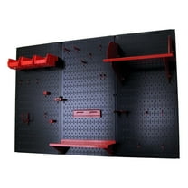4ft Metal Pegboard Standard Tool Storage Kit - Black Toolboard & Red Accessories