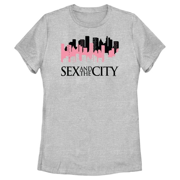 Women's Sex and the City Night Cityscape Logo  Graphic Tee Athletic Heather Medium