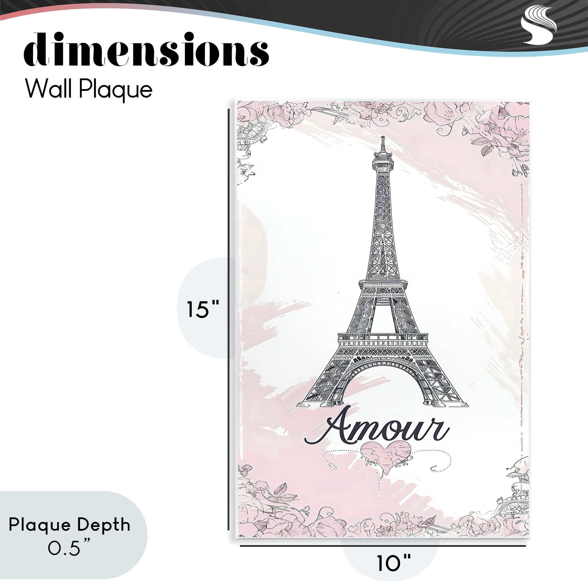 Stupell Industries Amour Vintage Eiffel Tower Wall Plaque Art, design by Creative Studio