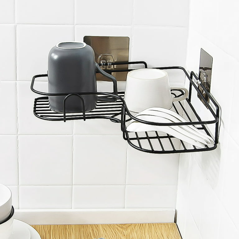 Wall Mounted Bathroom Storage Shelf Self-adhesive Kitchen Corner