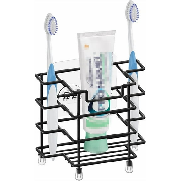 Black Toothbrush Holders for Bathrooms, Stainless Steel Bathroom Toothbrush Holder Kids Electric Tooth Brushing Holder Stand and Toothpaste Holder for Bathroom Accessories Organizer