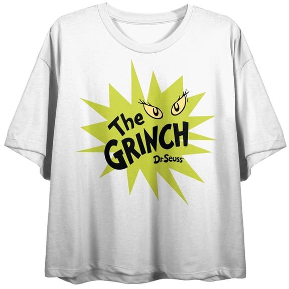The Grinch Dr. Seuss Grinch Eyes Women’s White Cropped Tee-XS