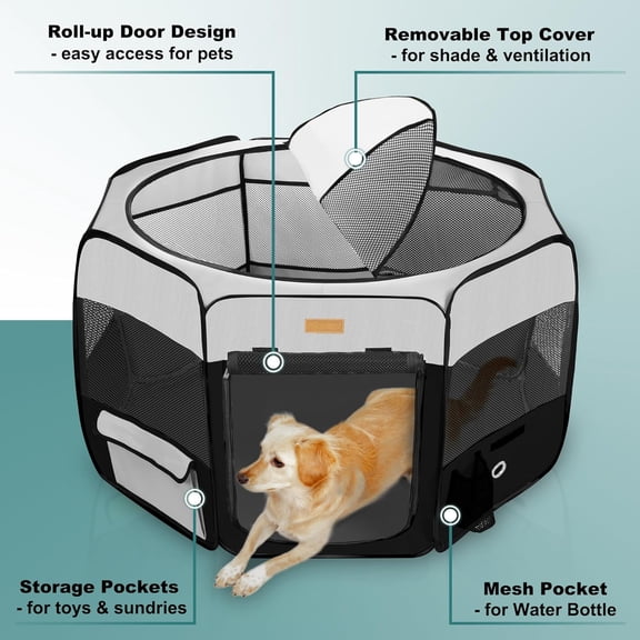 Portable Pet Playpen for Dogs, Cats, Puppies, Rabbits - Foldable Large-Capacity Tent for Indoor/Outdoor Use