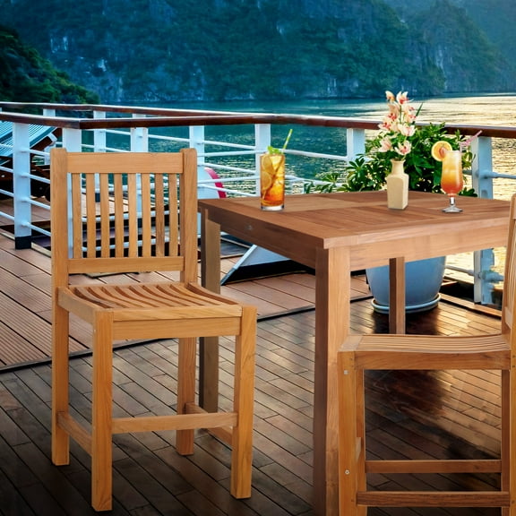 Teak Wood Elzas Outdoor Patio Counter Stool without Arms