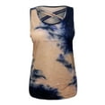 thumbnail image 4 of Wycnly Tank Top for Women Tie-Dye Print U-Neck Sleeveless T Shirts Summer Plus Size Fashion Strappy Twist Knotted Vest Blouses Dark Blue XXXL Clothes, 4 of 5