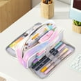 thumbnail image 2 of Rirool Large Capacity Pencil Case, 3 Zipper Compartments Pen Pouch for High School, College, Teachers, Office & Travel Use, Makeup Bag for Teens and Adults, Meteorpink, 2 of 7