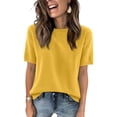 thumbnail image 2 of Lumtrix Short Sleeve Sweaters for Women Crew Neck Eyelet Knit Summer Tops 2026 Trendy Beach Vacation Clothes Business Casual Clothes Yellow 2XL, 2 of 6