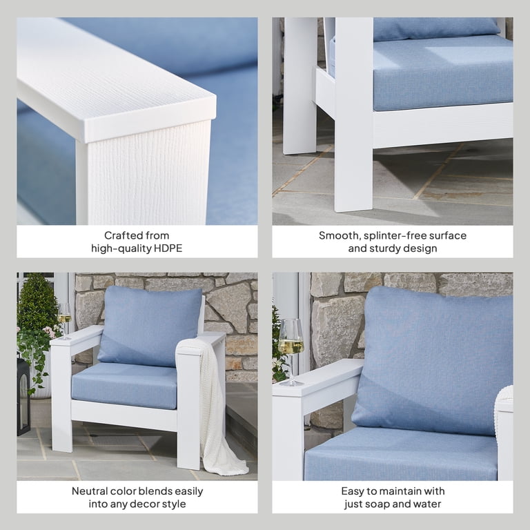 Better Homes & Gardens Ezra Outdoor HDPE Club Chair, White with