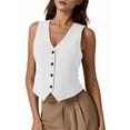 thumbnail image 3 of Vest Tops for Women, Knit V-Neck Sleeveless Button Down Vest Business Casual Outfits Milky White XL, 3 of 9