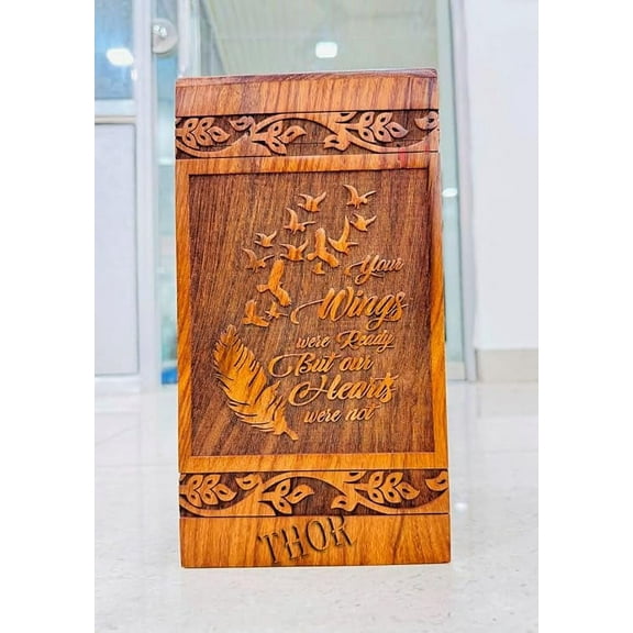 Wooden Cremation Urn for Human Ashes Adult Custom Rosewood Urn for Ashes Humming Bird Funeral Cremation Urn Hand-Crafted Birds
