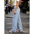 thumbnail image 6 of LMLYSoH Women's Wrap Jeans with Pockets Stylish Casual Mid Rise Loose Fit Wide Leg Denim Pants, 6 of 8