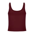 thumbnail image 4 of KHONTS Women's Double Lined Square Neck Tank Top Sleeveless Basic Crop Tops Trendy Going out Tops with Built in Bra Wine S, 4 of 5