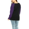 thumbnail image 3 of Unique Bargains Women's Plus Long Sleeve Scoop Neck Floral Skull Tops 4X Purple, 3 of 6