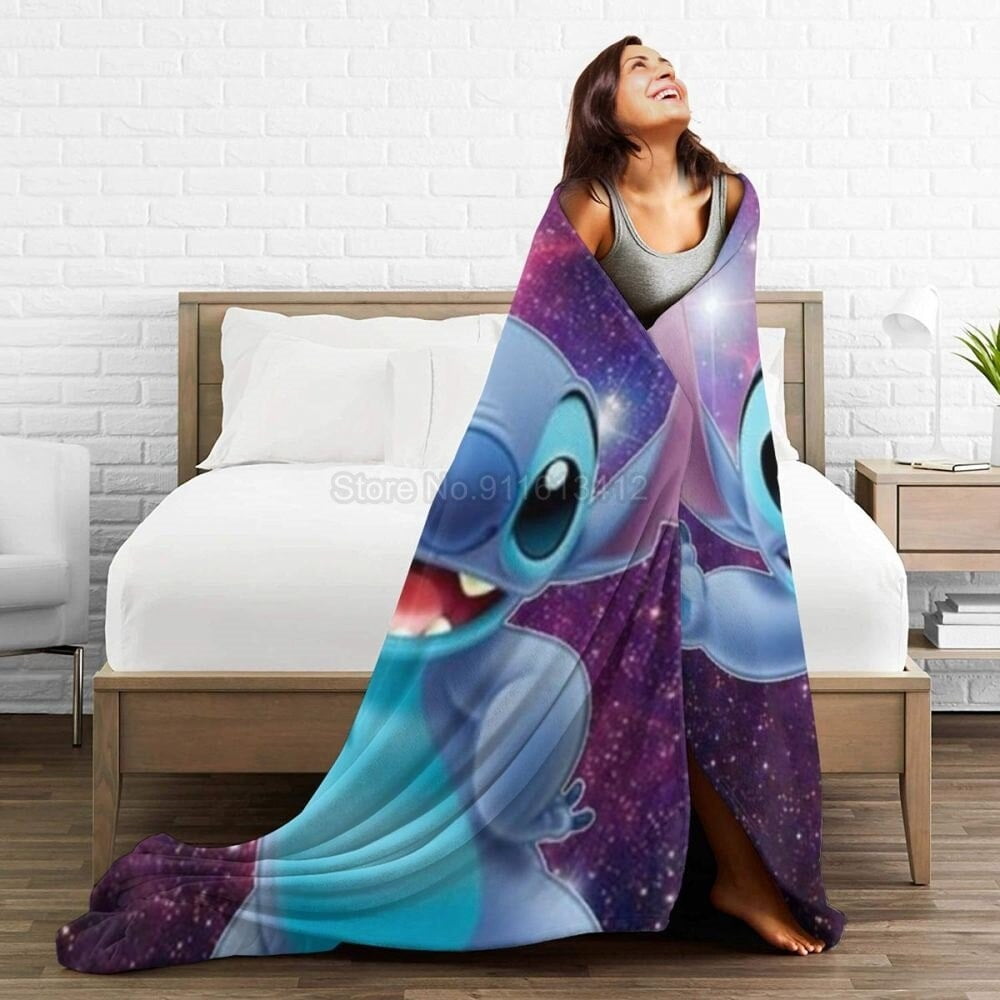 Aiouniya Disney Stitch Soft Plush Flannel Blanket Throw Kids Gift Microfiber Fleece Bedspread 180x220cm Plush Blanket Home Decor Other 180x220cm