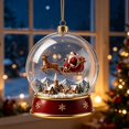 thumbnail image 3 of Christmas Snow Globe Ornament Reindeer Sleigh Scene Hanging Tree Pendant Decor, 3 of 6