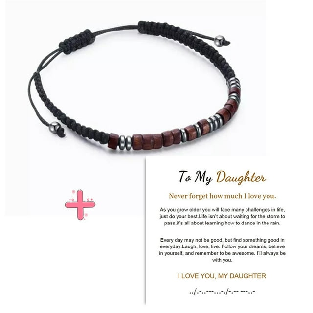 Xihbxyly Pulsera Personalizada, Banda de Cuentas Ajustable, Joyería con Mensaje Oculto, Regalo Familiar Significativo, Uso para Cumpleaños, Navidad, Acción de Gracias, Nieto, Nieta, Sobrino