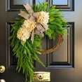 thumbnail image 6 of Artificial Fern Wreath with Cream Hydrangea Flowers and Rustic Linen Bow, Decorative Greenery Door Wreath for Home, 15.74in Door Hanger for Spring and Summer Home Decor, 6 of 6
