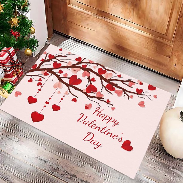 Puntoco Felpudo decorativo de terciopelo de cristal para el día de San Valentín