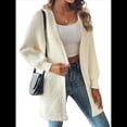 thumbnail image 2 of Cárdigan de Punto para Mujer, Abrigo de Suéter Extragrande con Abertura Frontal y Larga Negro M, 2 of 10