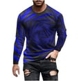 thumbnail image 3 of Tawop Mens T Shirts Crew Neck Long Sleeve Pullover Graphic Geometric Casual Blue 3XL, 3 of 5